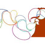 A silhouette of a person's head with colorful strands.