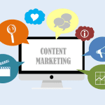 A computer screen with the word content marketing on it.