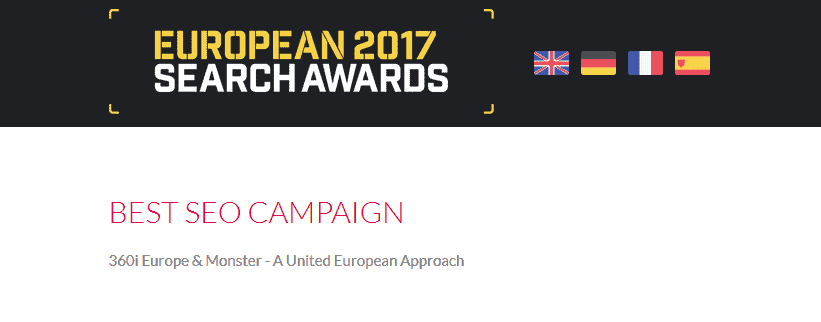 The european search awards 2017 best seo campaign.